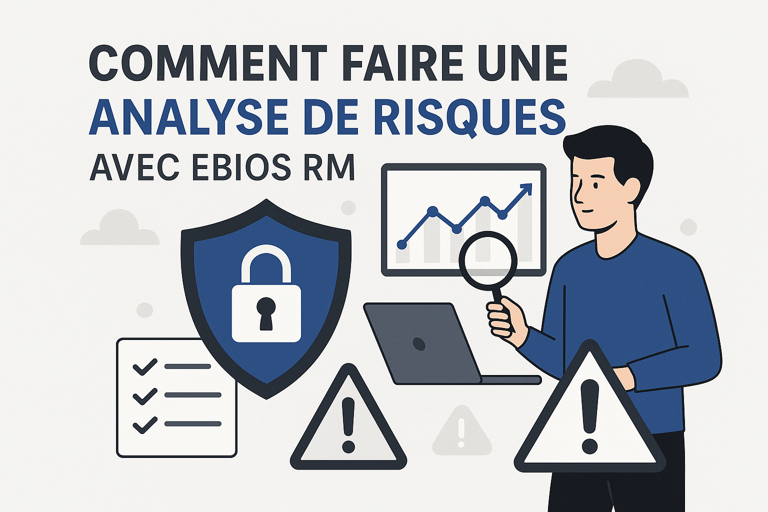 Schéma de la méthodologie EBIOS RM - Les 5 ateliers d'analyse de risques cyber selon l'ANSSI